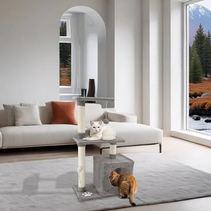 Котячий комплекс Beltom з будиночком, 85 см (сірий)