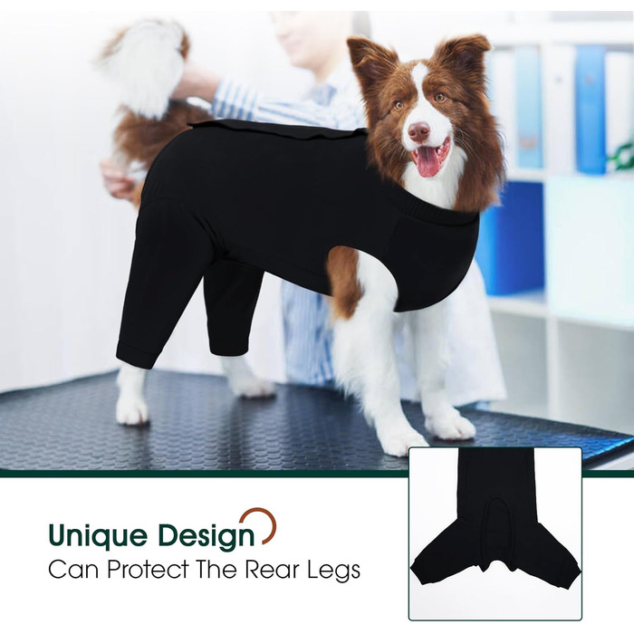 Комбінезон для собак Kuoser після операції на задніх лапах, чорний, розмір L (M(спинка:34см))