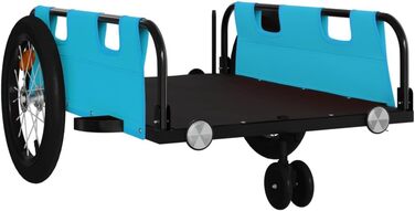 Причеп для собак, причеп-перевозник для тварин, блакитний, з оксфордської тканини та металу. Підходить для покупок, відпочинку, велопрогулянок. Легко встановлюється.