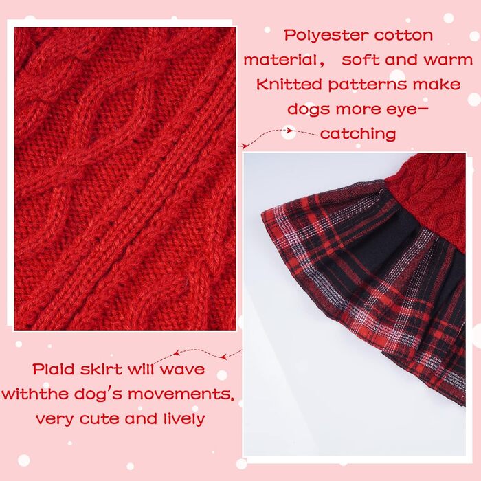Пуловер для собак з коміром-гольф на Новий Рік, теплий одяг для цуценят, класичний в'язаний одяг для маленьких собак, чихуахуа, теплий одяг на Новий Рік, одяг для домашніх тварин (червоний, S)