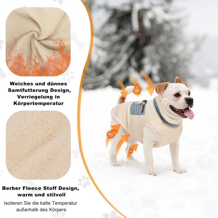 Зимовий одяг для собак: тепла куртка з флісовою підкладкою, вітронепроникна куртка для собак маленьких та середніх порід, жилет для собак з кільцем D для прогулянок на вулиці, зелено-бежевий колір, розмір XL