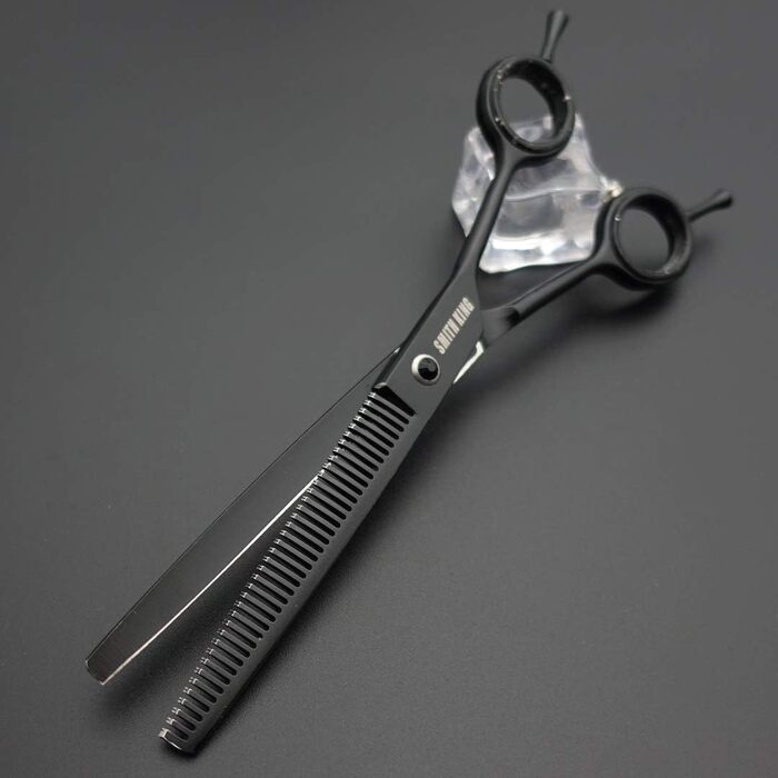 Професійний набір для стрижки собак: пряма та вигнута шерсть, чункер та гребінець, 17.8 см, 5 шт. в наборі (для правшів, чорний)