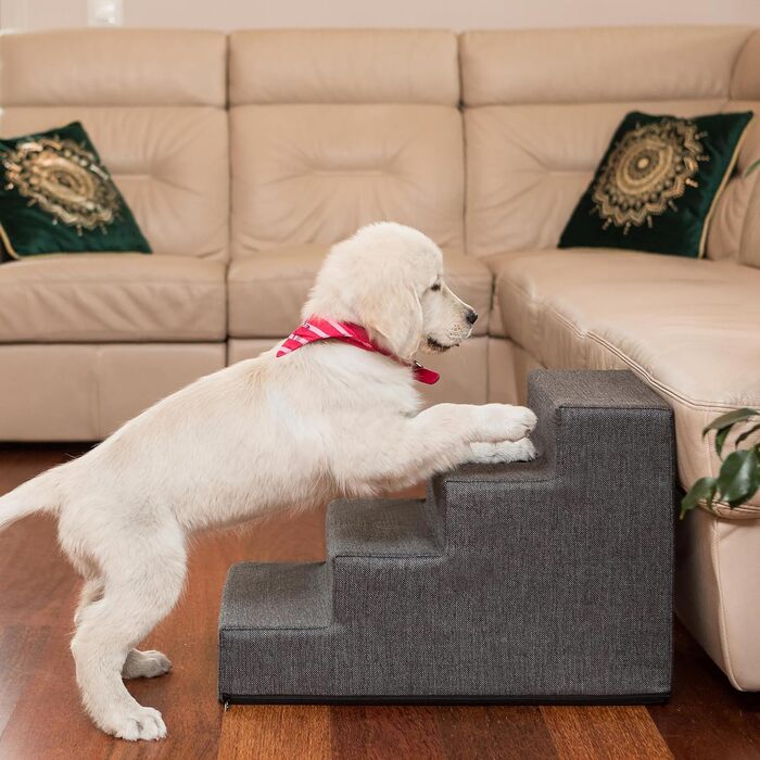 Східці для тварин Huastiertreppe: 4 сходинки, для собак та котів, допомога у підйомі, Graphit Inari, L - 40x60x40 см