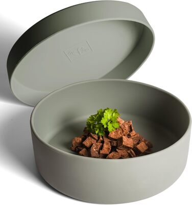 Силіконовий миска для собак ne&no® 1200 мл з кришкою | для маленьких та середніх собак | герметична, нековзна, набір sage green