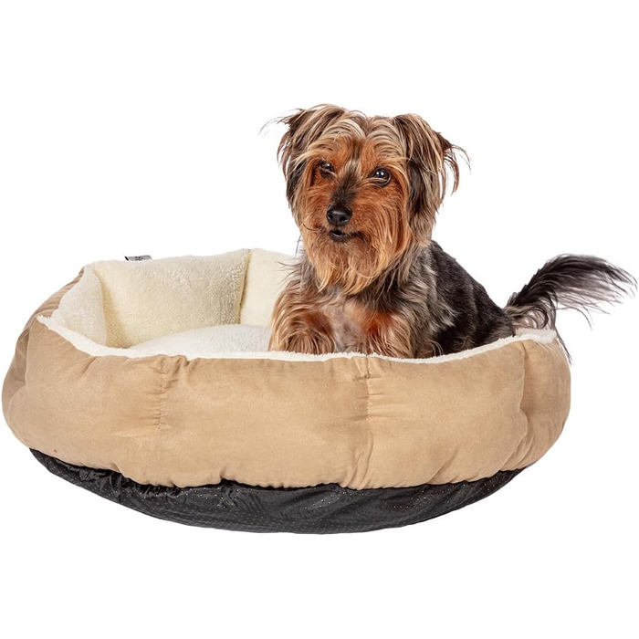 Дизайнерське ліжко для собак Danish Design Essentials, бежеве, розмір M, 62 x 60 x 16 см, м'яке ліжко з хутром, можна прати в пральній машині