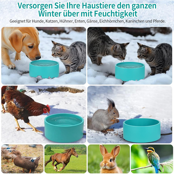 Нагрівальний миска для собак Vankarr 3.2L з термостатом. Захист від укусу кабелю 200см. Підходить для собак, котів, курей та кроликів.