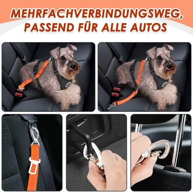 Поясний ремінь безпеки для собак SlowTon (2 шт.) - автолеєрка з регулюванням, еластичний амортизатор, міцний нейлон, світловідбиваючий