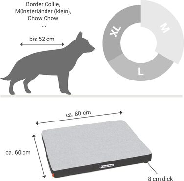 Ортопедичний лежак для собак Doctor Bark з флісовою поверхнею, 80x60 см, сірий (M)