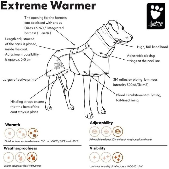 Теплий комбінезон для собак Hurtta Extreme Warmer, червоний, розмір 25