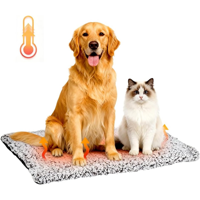 Самогріюча котяча ковдра, килимок для котів та собак, тепла ковдра без електроенергії, килимок для котячого ліжка, пральна тепла підстилка товста та м'яка (L:70 * 50CM)