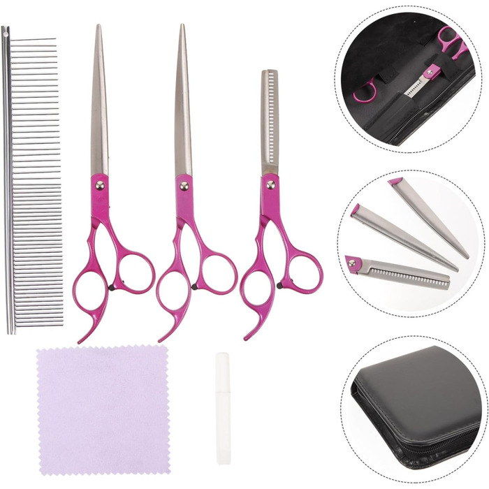 Набір професійних ножиць для грумінгу собак Supvox з гребінцем: для стрижки та догляду за шерстю. Нержавіюча сталь, легко миються.