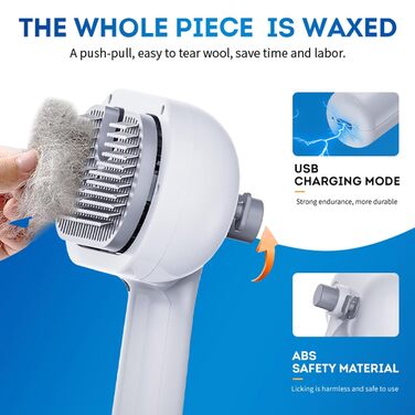 Щітка для котів Sylswx з парою, 3 в 1, для довгої та короткої шерсті, також для собак, проти статичної електрики та ковтунів, біла