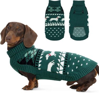 Теплий зимовий пуловер для собак з принтом такси, зручний комір, підходить для будь-якої породи, м'який, для святкування Нового року та днів народжень (XS, Зелений)