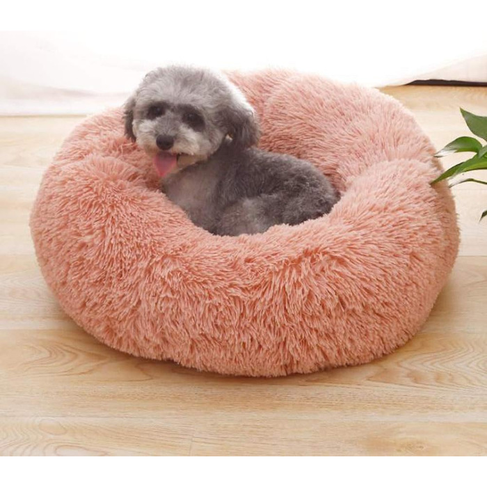 Кімната-лежанка для домашніх тварин у формі пончика: ліжко для собак та котів, м'яка лежанка-мішок, рожева (50 см)