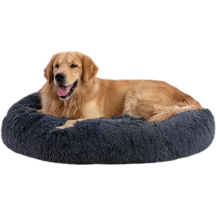 М'яке ліжко для собак та котів Donut Oak&Tea, 80 x 80 x 20 см (XXL - 90 x 90 x 20 см), темно-сірий