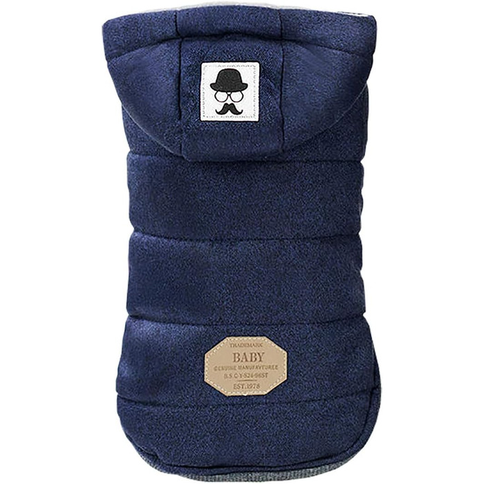 Теплий зимовий одяг для собак: тепла куртка-худі для собак маленьких та середніх порід, розмір L (обхват грудей 42 см), колір: блакитний з баранчими вушками