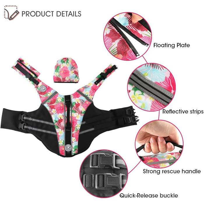 Жилет для собак Французький бульдог з світловідбиваючими смугами, плаваючий жилет для собак, для купання та катання на човні (обхват грудей: 43.2 - 76.2 см, вага: 7.7 - 12.7 кг) M (обхват грудей: 43.2 - 76.2 см)