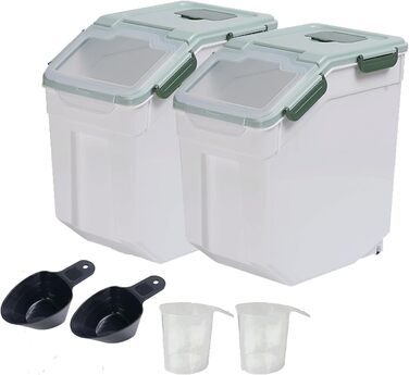 Контейнер для корму для собак та котів AnRui, 15 кг, 2 шт., зелений, великий, з міркою