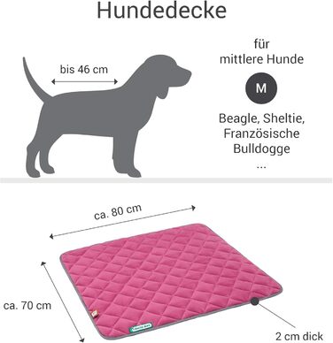 Флісова двостороння лежанка для собак Doctor Bark, м'яка та міцна, для середніх порід, пральна до 95°C, 80x70 см, рожева/світло-сіра