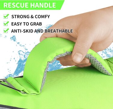 Жилет для плавання собак Doglay, регульований та світловідбиваючий, для плавання та катання на човні, висока плавучість, безпечний жилет з ручками для рятування та D-подібним кільцем, середнього розміру, флуоресцентний зелений та сірий