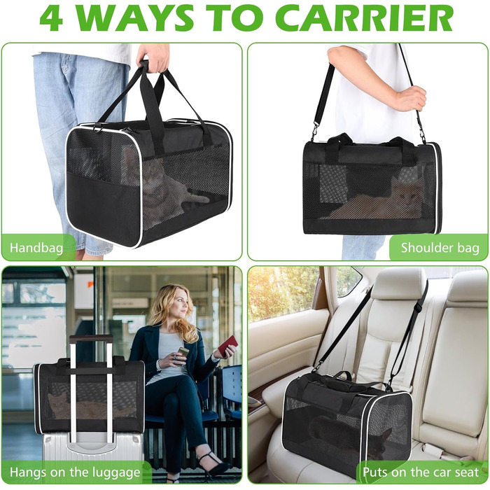 Транспортний бокс для котів Lannvan, до 6,5 кг, чорний (45x30x30 см)