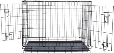 TRIXIE складана клітка для собак Home XL 116×86×77 см, металева транспортна переноска з 2 дверцятами та замками, чорна, для дому та подорожей