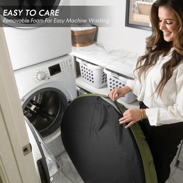 Ортопедичне ліжко для собак ClevaHome, кругла форма, водонепроникне, з двошаровою підкладкою, антиковзаюче, знімний чохол, оливковий колір, розмір L