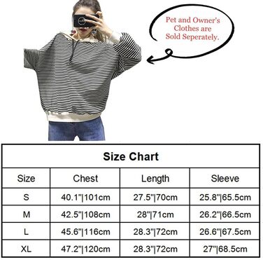 Світшот з капюшоном для собак (маленьких, середніх та великих), окремо продається одяг для власників, смугастий, для хлопчиків та дівчаток, підходить для котів та собак, розмір M - обхват грудей 42.5 см.
