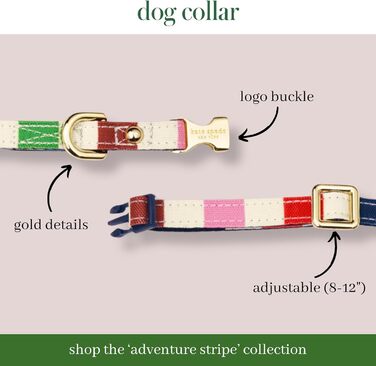 Оригінальний нашийник для собак Kate Spade Adventure Stripe, регульований, з золотистою металевою пряжкою, для маленьких собак, унісекс