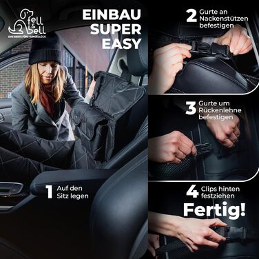 Автокрісло для собак середнього розміру Fell&bell, чорного кольору | 2-в-1, зручне та стильне, для подорожей