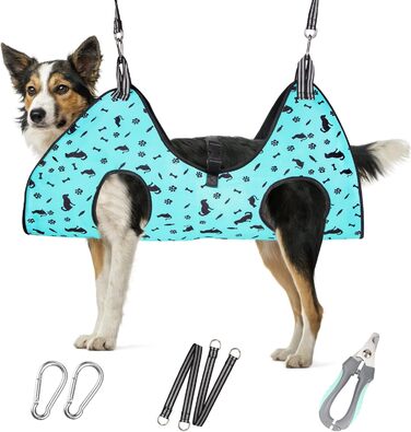 Гамак для грумінгу собак ATESON - гамачок для догляду за шерстю, підходить для стрижки нігтів (XXL до 54,4 кг), зручний для собак великих порід, блакитний