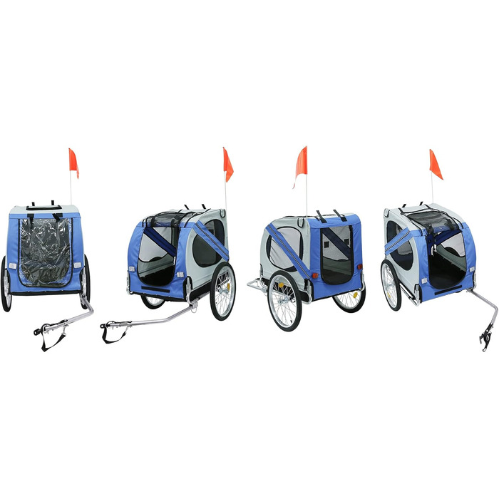 Фаррад-причіп для собак, складний, з оксфордської тканини з відбивачами, 73 × 90 × 137 см, вантажопідйомність 40 кг, 4 кольори (блакитний)