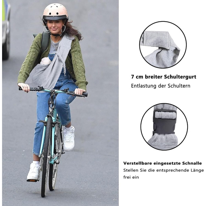 Тканина-кенгуру для цуценят до 7.5 кг, переноска для собак з регульованим плечовим ременем, переноска для домашніх тварин, літня переноска для котів та собак (сіра)