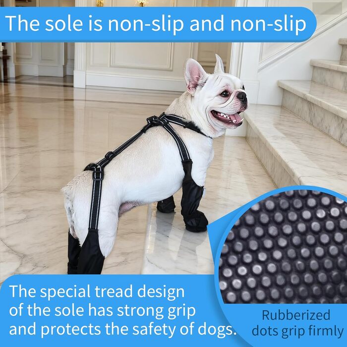 Водонепроникні чоботи для собак, захист подушечок лап для собак малого та великого розміру, регульоване взуття для домашніх тварин для прогулянок, м'які чоботи для домашніх тварин, захист лап (Чорний-UK, Великий)