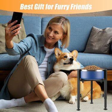 Підвищений годівниця для собак з регульованою висотою та шириною, металева миска для води/корму, підставка для собак великих, середніх та маленьких порід (миска не входить до комплекту)