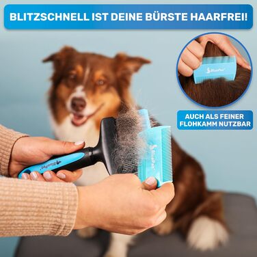 BluePet ZupfZeug Pro професійна щітка для довгошерстих собак і котів, синя, подвійна, для видалення підшерстя, ковтунів і вузлів