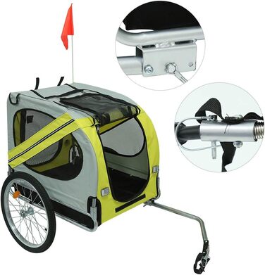 Причіп для собак на велосипед 3в1, переноска для тварин, причіп-трансформер для велосипеда та джоггінгу, до 40 кг (137 x 73 x 90 см, жовто-сірий)