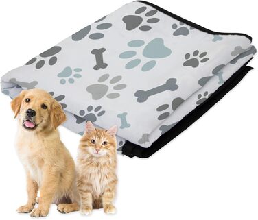 Килимок для тварин у приміщенні та на вулиці, 127 x 152,4 см, зручний, миючий, водовідштовхуючий, для пікніків та подорожей, синьо-сірий