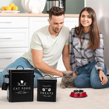 Контейнер для корму для котів Meraki Home, матовий чорний