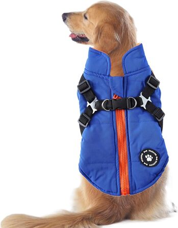 Зимовий антідощовий одяг для собак – тепла флісова куртка для цуценят, маленьких, середніх та великих собак (блакитний, XL)