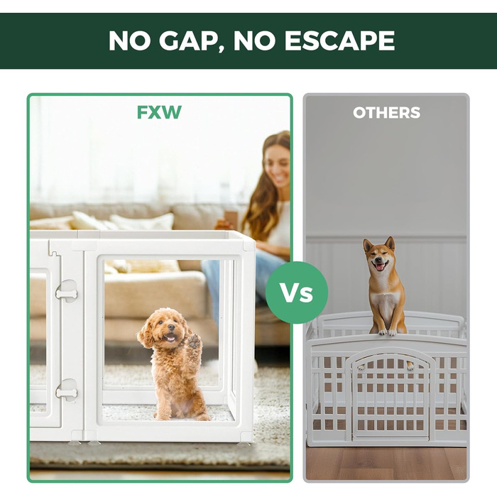 Клітка-манеж для цуценят та маленьких собак FXW AuraSpace, акрил, білий, 61 см, 6 панелей