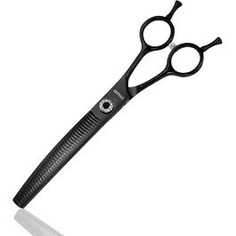 Професійна вигнута ножиця для грумінгу собак, гострі леза, універсальна ножиця, ножиці для догляду за собаками, японська сталь 440C, плавне різання, чорний, 17,8 см