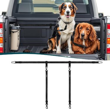Безпечний поводок для собак у пікап, кріплення для собак, регульований ремінь для вантажівок, пікапів, SUV (2 собаки)