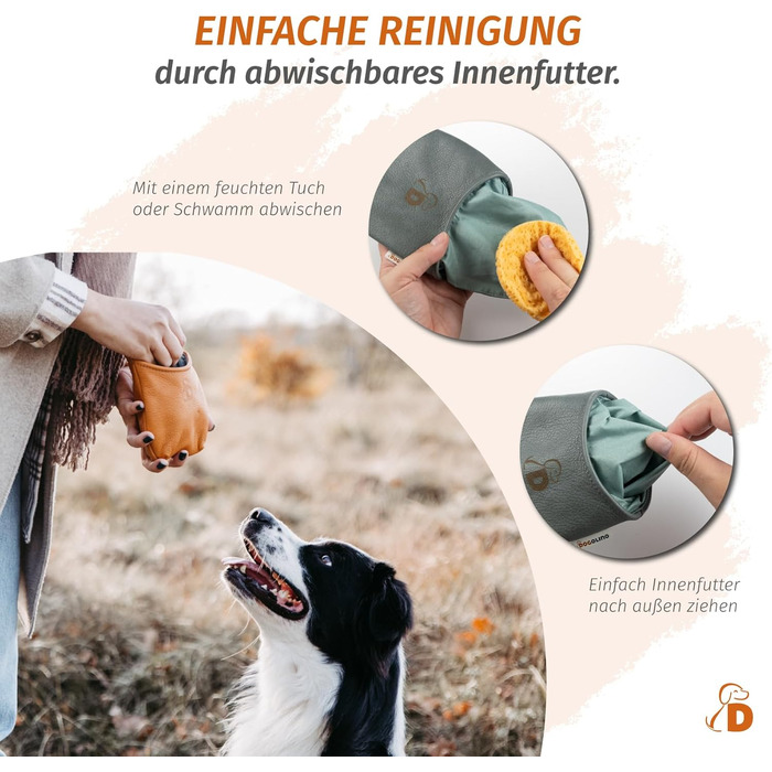 Сумка для ласощів Dogolino® для собак з шкіри - сумка для тренувань - захисна сумка для одягу - сумка для перекусів під час прогулянок (Помаранчево-коричневий, Basic)