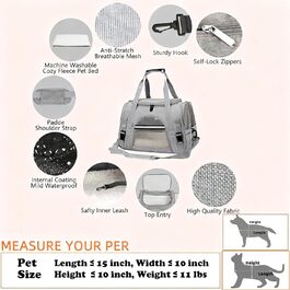 Транспортна сумка для котів та собак, складана, сіра. Дыхаюча переноска для тварин для ветеринара, авто, літака, поїзда