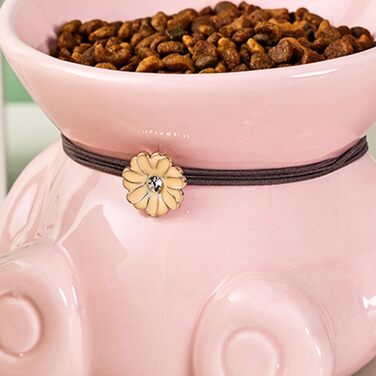 Миска для кота Disoza, піднята, кераміка, зелена, 14.8x14.6x14.3 см, миска у формі кота, для годування, сумісна з посудомийною машиною