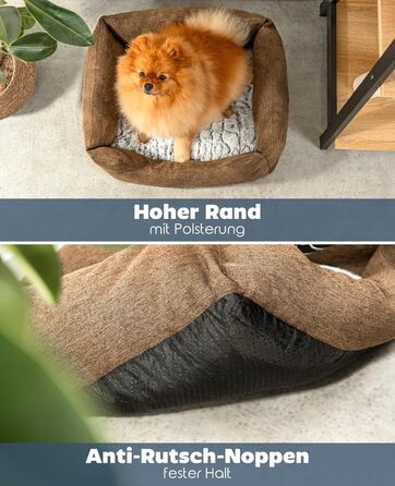 Кругле ліжко для собак та котів Lionto з м'яким змінним подушками, коричневе, 60x50 см