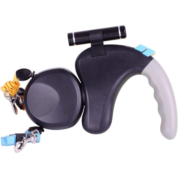 Висувна собача повідка, подвійна повідка для 2 собак, зручна ручка з піни, автоматична повідка, для великих та середніх собак, чорна