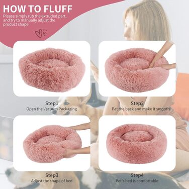 Кругле ліжко для собак та котів BVAGSS, м'яке, пухнасте, діаметр 60 см, колір Bean Paste