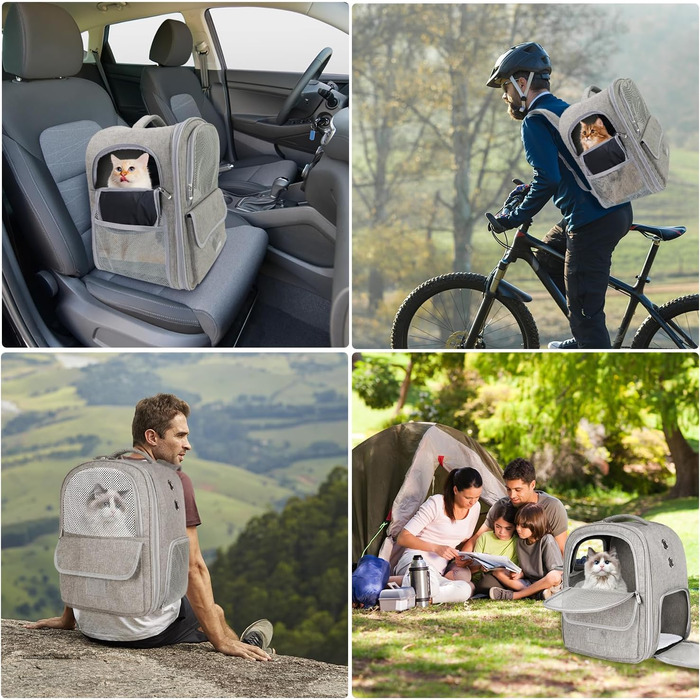 Рюкзак-переноска для котів та собак, дихаючий, сірий | Qlfyuu